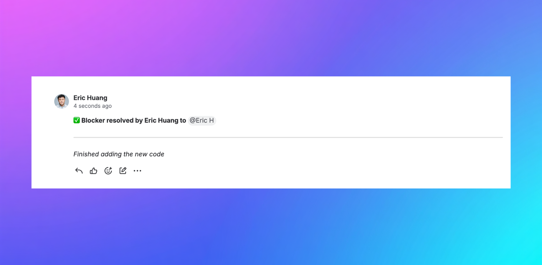 Blocker resolved comment auto-posted on the Jira ticket